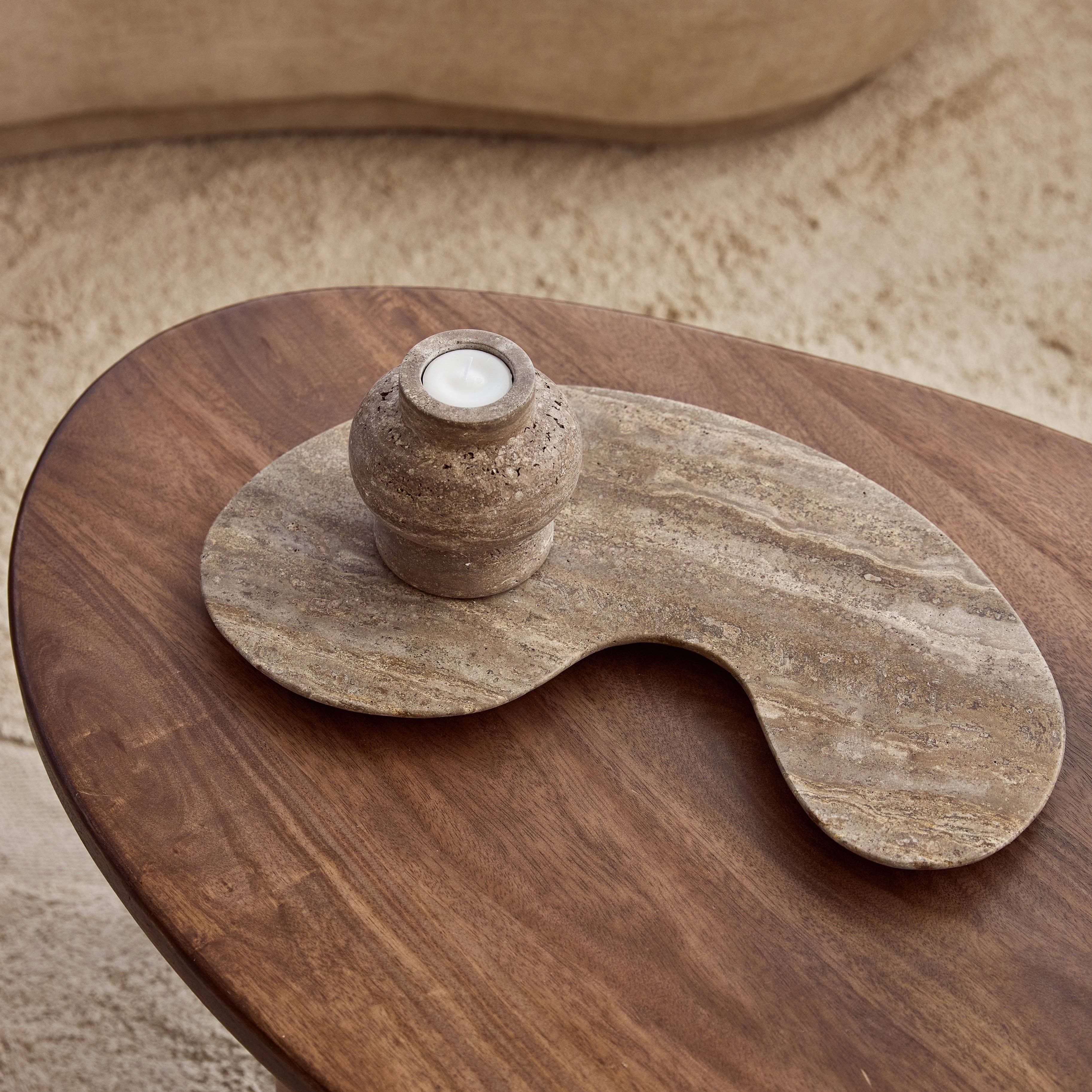 Organic Titanium Travertine Tray