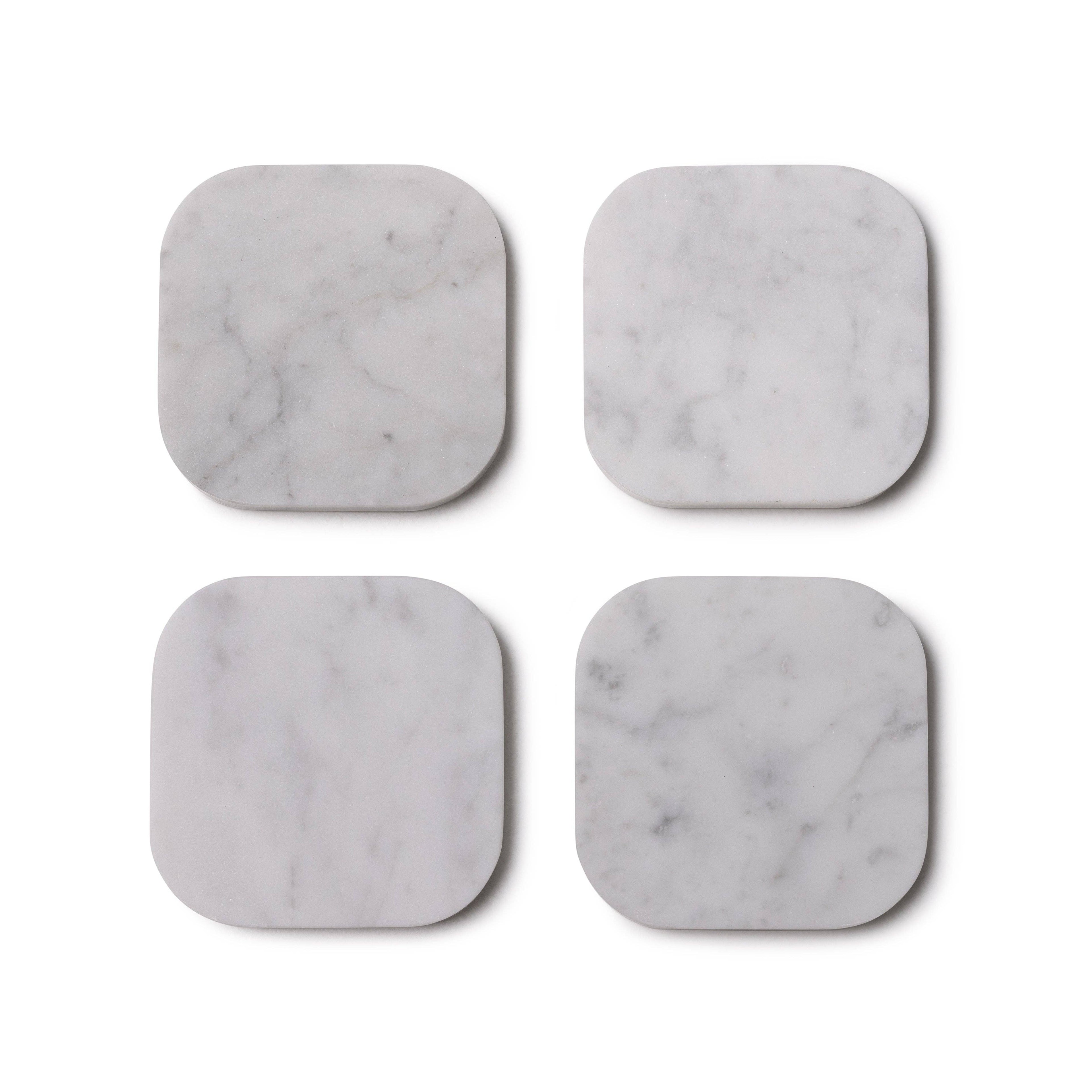 S/4 White Marble Coasters