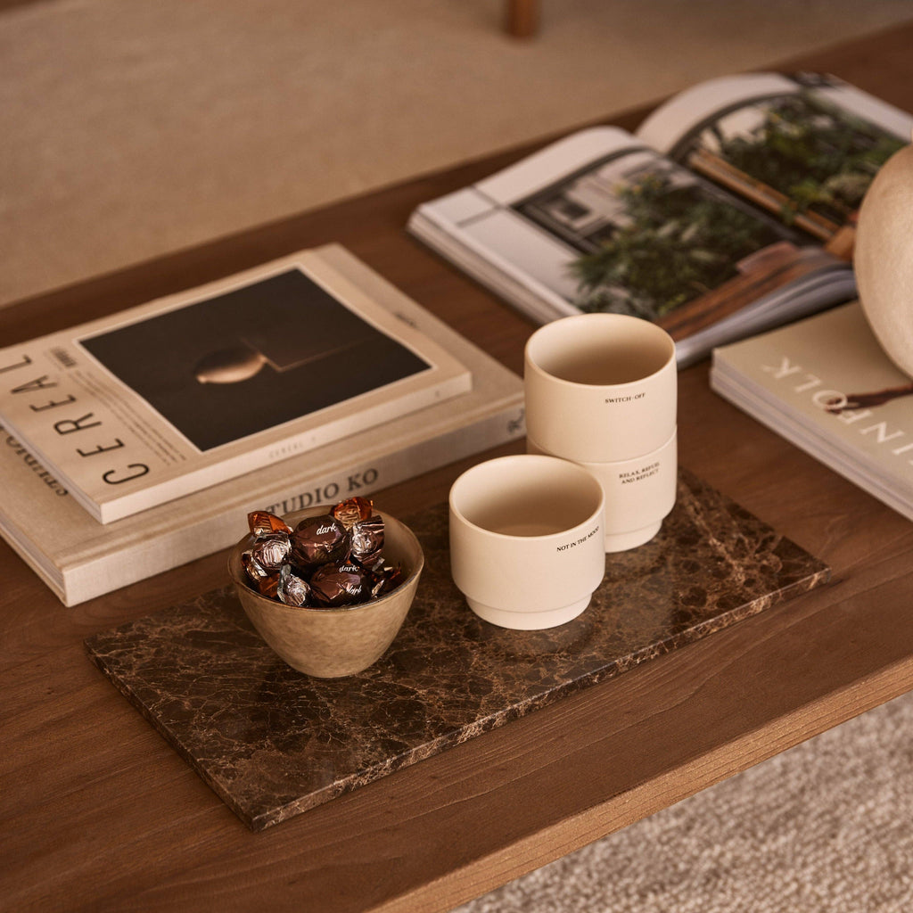 Brown Marble Rectangular Tray 20x40 cm