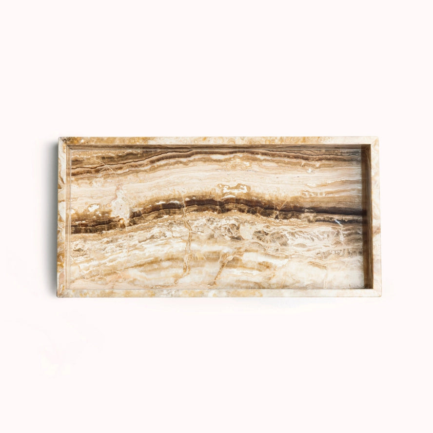 Sandal Onyx Marble Rectangle Tray 40x20cm